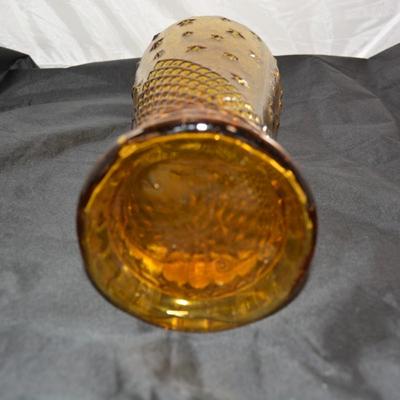 Vintage MCM Tall Amber Stoppered Decanter 23â€