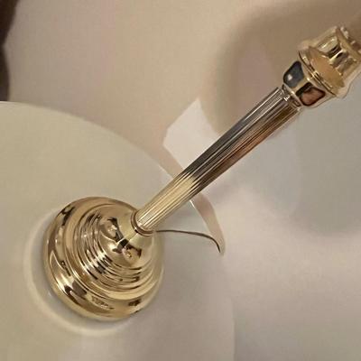 3 leg table with brass lamp