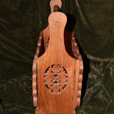 Vintage Collapsible Bone Inlay Magazine Rack 16â€x16â€x7â€
