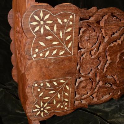 Vintage Collapsible Bone Inlay Magazine Rack 16â€x16â€x7â€