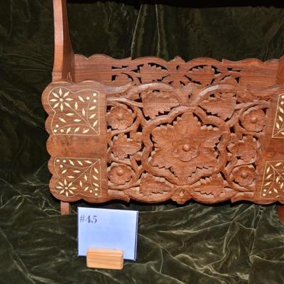 Vintage Collapsible Bone Inlay Magazine Rack 16â€x16â€x7â€