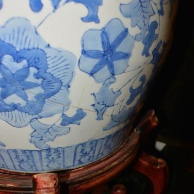 Large Vintage Chinoserie Planter w/ Stand AS IS, 20â€x 15â€