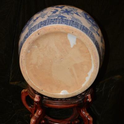 Large Vintage Chinoserie Planter w/ Stand AS IS, 20â€x 15â€