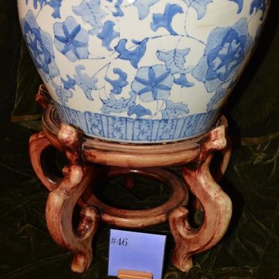 Large Vintage Chinoserie Planter w/ Stand AS IS, 20â€x 15â€