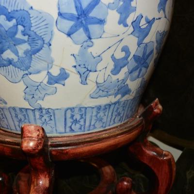 Large Vintage Chinoserie Planter w/ Stand AS IS, 20â€x 15â€