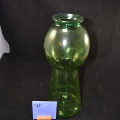 Vintage Green Glass Vase, SPAIN 14â€x6â€