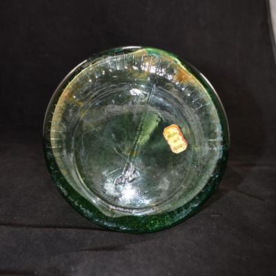 Vintage Green Glass Vase, SPAIN 14â€x6â€