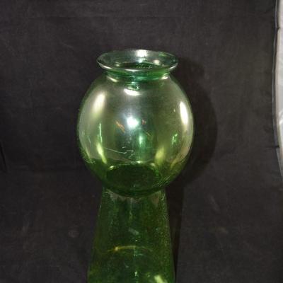 Vintage Green Glass Vase, SPAIN 14â€x6â€