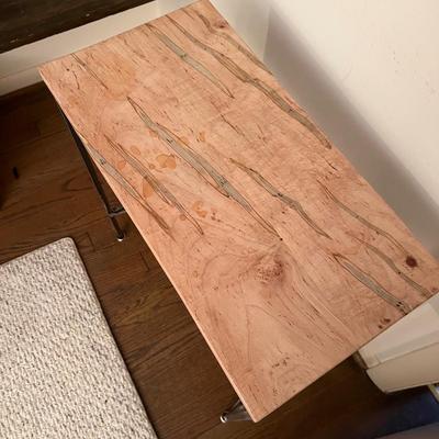 Modern Metal Frame Side Table W/Wood Top (O-RG)
