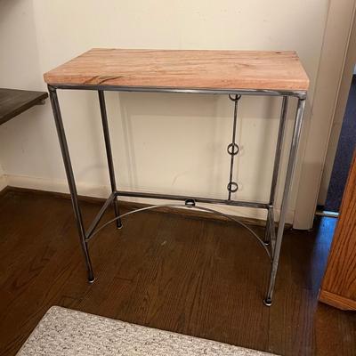 Modern Metal Frame Side Table W/Wood Top (O-RG)
