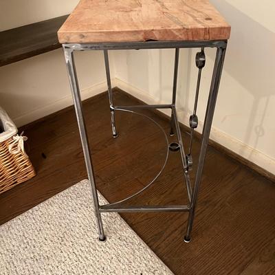 Modern Metal Frame Side Table W/Wood Top (O-RG)
