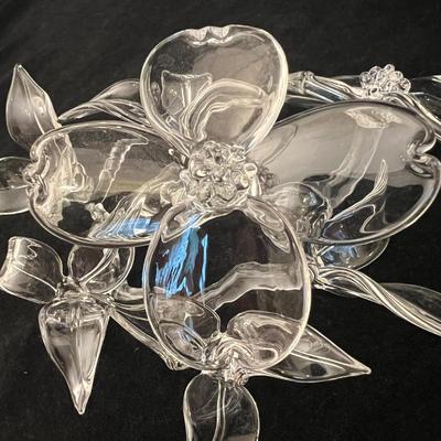 Local Artist Ronnie Hughes Delicate Glass Dogwood Sculpture (O-RG)