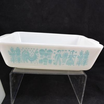 Set of 4 Vintage PYREX â€œAmish Butterprintâ€ Refrigerator Dishes w/ Lids