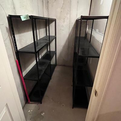 2 Black metal shelves