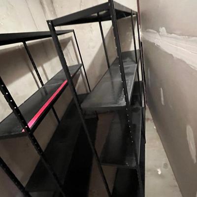 2 Black metal shelves