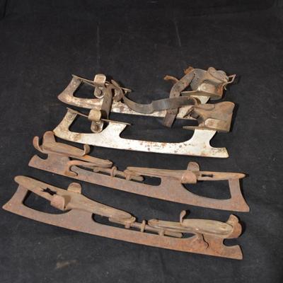 2 Pair of Antique/Vintage Clamp-On Ice-skates