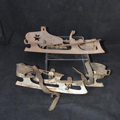 2 Pair of Antique/Vintage Clamp-On Ice-skates