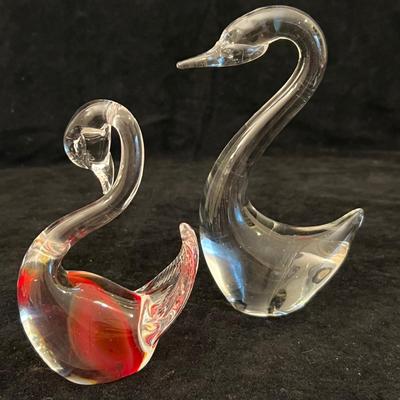 Murano, Swarovski, Kosta Boda & More Crystal Swan Figurines (O-RG)