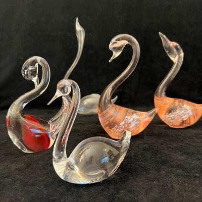 Murano, Swarovski, Kosta Boda & More Crystal Swan Figurines (O-RG)