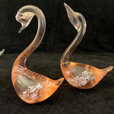 Murano, Swarovski, Kosta Boda & More Crystal Swan Figurines (O-RG)