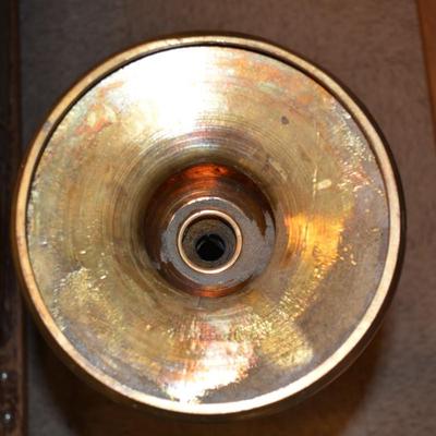 Set of 2 Large Vintage Brass Candle Stands w/ Trays 41â€x9â€