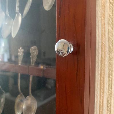 North Carolina & More Collectible Souvenir Spoons with Wood & Glass Display Case (K-HS)