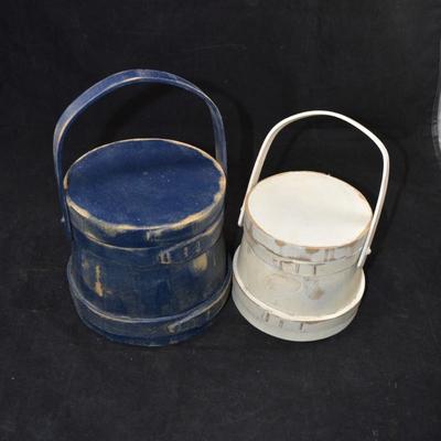 Set of 2 Vintage Lidded Firkins 5â€/4.25â€