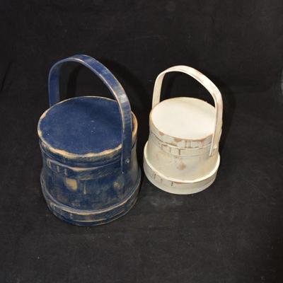 Set of 2 Vintage Lidded Firkins 5â€/4.25â€