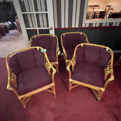 Lot of 4 1980s Rattan Chairs