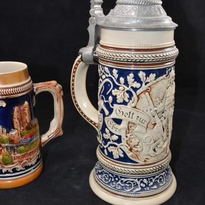 Pair of Vintage German Steins 10.5â€/5.75â€