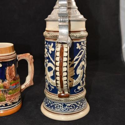 Pair of Vintage German Steins 10.5â€/5.75â€