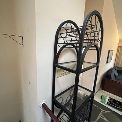 Black Metal Wine Rack w/Glass shelves (LR-RG)