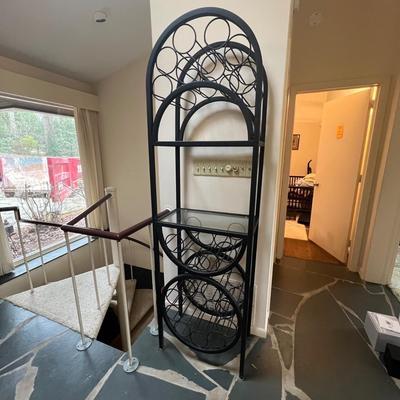 Black Metal Wine Rack w/Glass shelves (LR-RG)