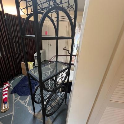 Black Metal Wine Rack w/Glass shelves (LR-RG)