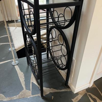 Black Metal Wine Rack w/Glass shelves (LR-RG)
