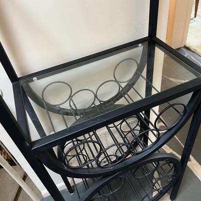 Black Metal Wine Rack w/Glass shelves (LR-RG)
