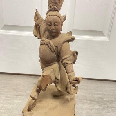 20th Century Chinese Temple Hand Carved Wood Statue #3