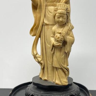 20th C. Chinese lady with child Faux ivorite figurine/ Marked