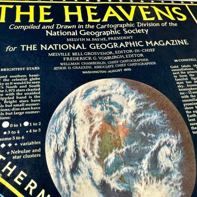 LOT 6 - Vintage 1970 The Heavens Map - Constellations - National Geographic