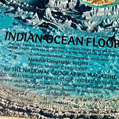 LOT 8 - Vintage Ocean Floor Map Collection - Atlantic Pacific Indian