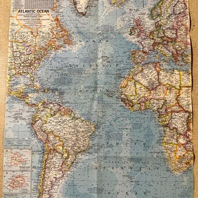 LOT 8 - Vintage Ocean Floor Map Collection - Atlantic Pacific Indian