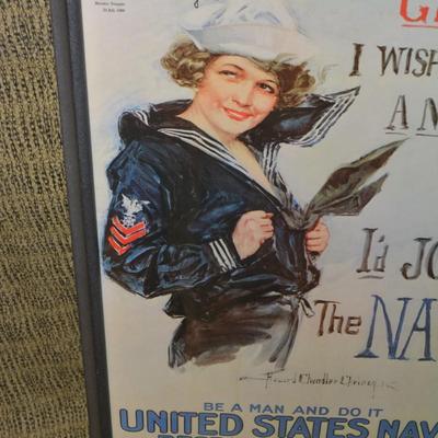 Framed Reproduction Navy Recruitment Poster WWII 16.5â€x24.75â€