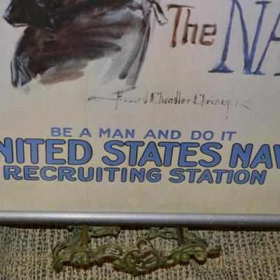 Framed Reproduction Navy Recruitment Poster WWII 16.5â€x24.75â€