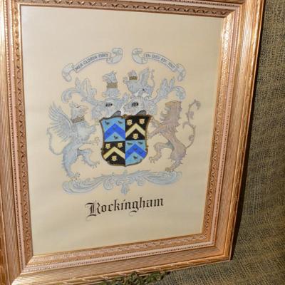 Framed, Hand-Penciled â€œRockinghamâ€ Crest 20.75â€x24.75â€