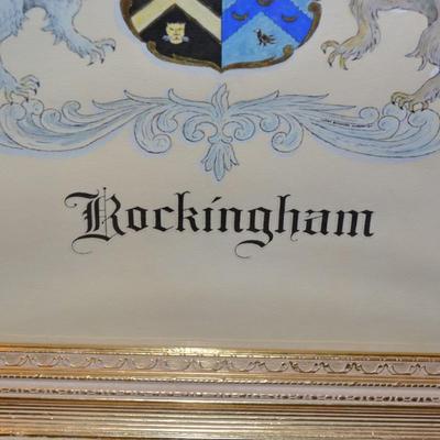 Framed, Hand-Penciled â€œRockinghamâ€ Crest 20.75â€x24.75â€