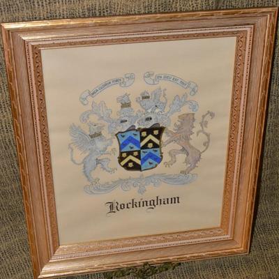 Framed, Hand-Penciled â€œRockinghamâ€ Crest 20.75â€x24.75â€