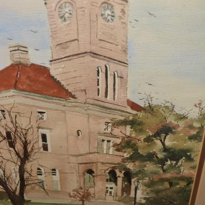 Vintage Watercolor Print Rockingham County Courthouse 27.5â€x21.5â€