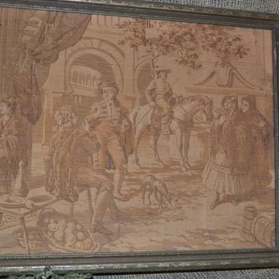 Antique Framed Tapestry 42â€x21.75â€