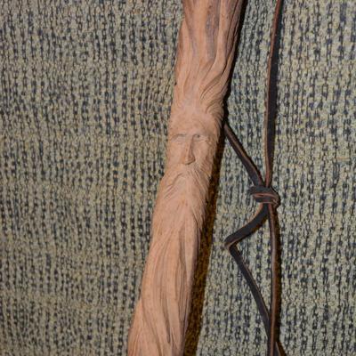 Very Nice Hand-Carved Walking Stick RAH â€™99 67â€