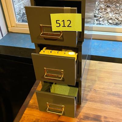 3 metal index card file drawers